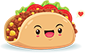 Illustration of a single taco with a happy face