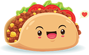 Illustration of a single taco with a
                            happy face