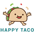 Smiling taco that appears to be running with arms in the air